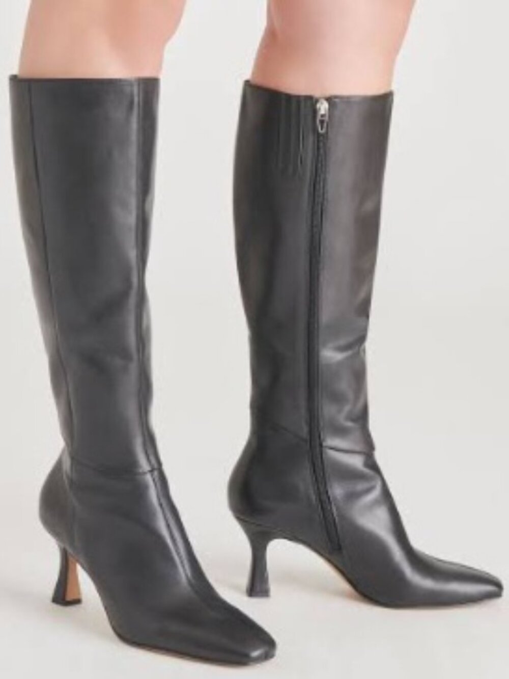 Dolce Vita Black Knee High Square Toe Sculpted Heel Boots Size 12